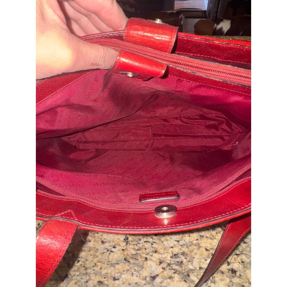 Vintage El Portal Red Leather XL Briefcase Tote Computer Bag Multi Pocket Work - Picture 11 of 16